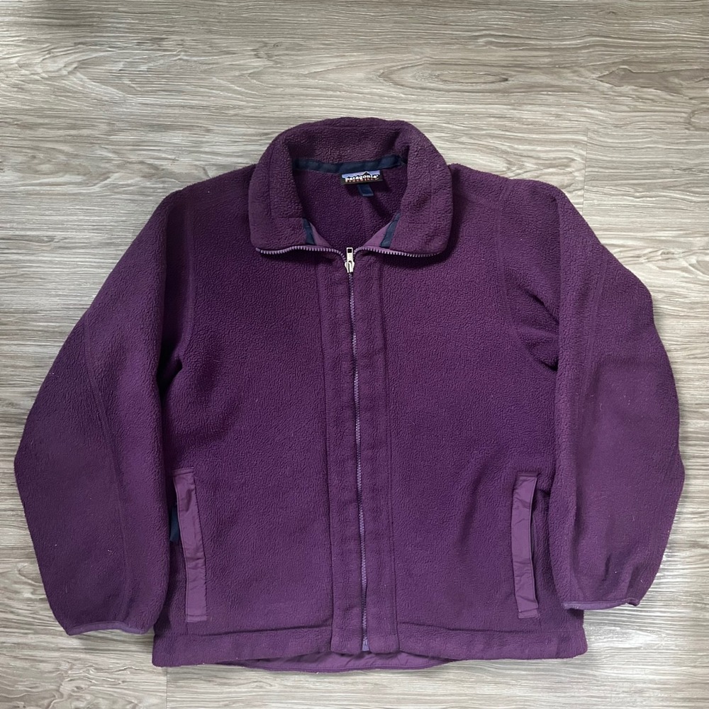 90s Patagonia Synchilla Fleece Jacket Men Large Purple Full Zip Soft Made In USA